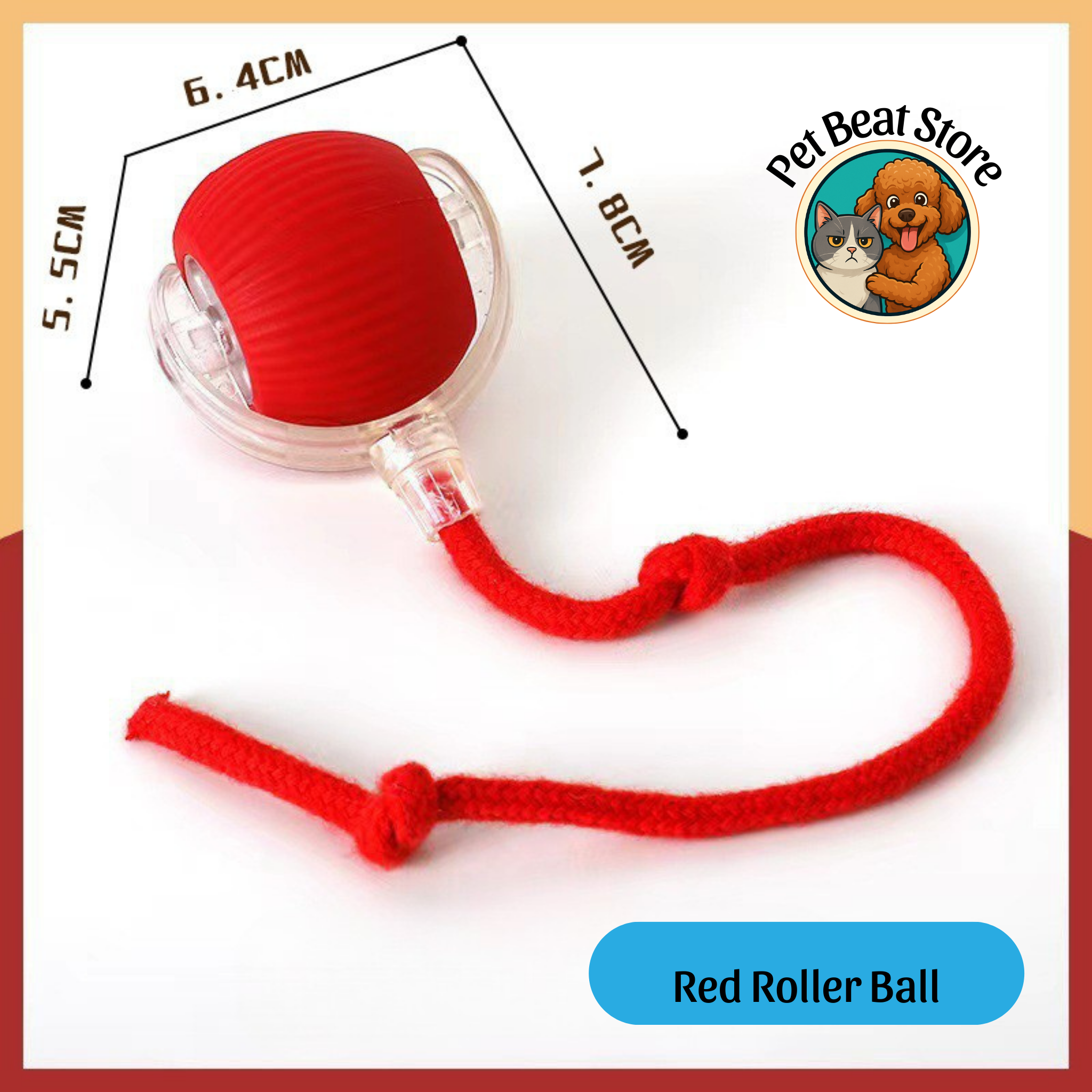 Automatic Rolling Ball for Cats & Dogs β Smart Rechargeable Toy with Tail, Pet-Safe & Great Gift, Flexible Shipping | PetBeat Store