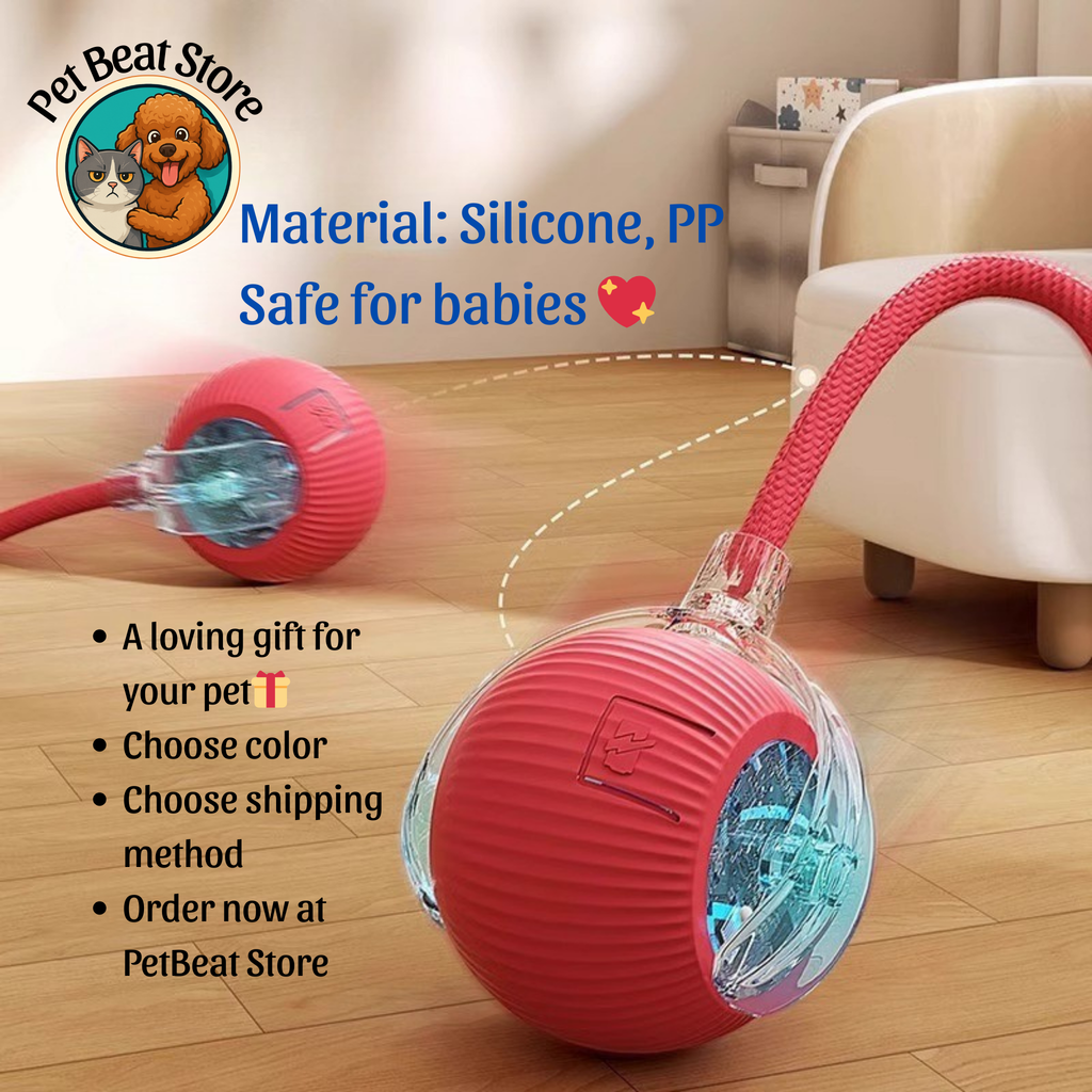 Automatic Rolling Ball for Cats & Dogs – Smart Rechargeable Toy with Tail, Pet-Safe & Great Gift, Flexible Shipping | PetBeat Store