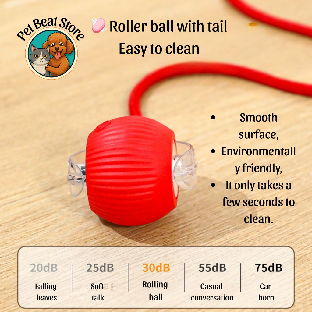 Automatic Rolling Ball for Cats & Dogs – Smart Rechargeable Toy with Tail, Pet-Safe & Great Gift, Flexible Shipping | PetBeat Store