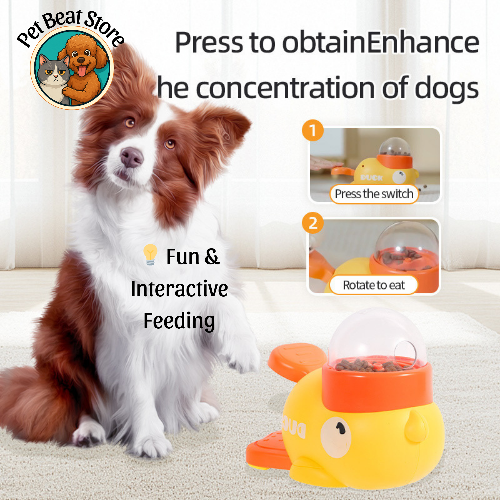 Smart Food Dispenser for Dogs and Cats – Fun, Safe and Fun Duck Toy Perfect Gift for Pets | PetBeat Store