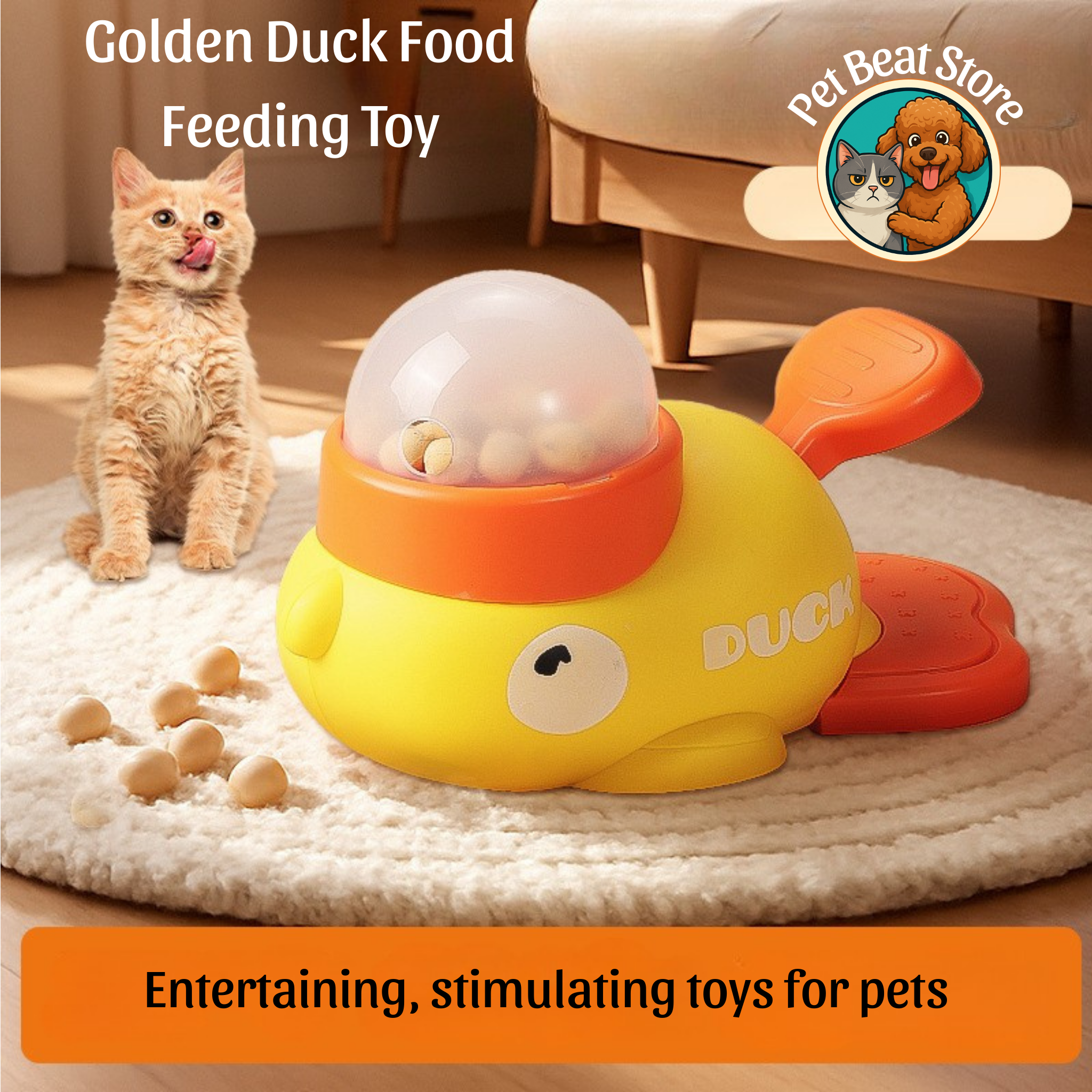 Smart Food Dispenser for Dogs and Cats – Fun, Safe and Fun Duck Toy Perfect Gift for Pets | PetBeat Store