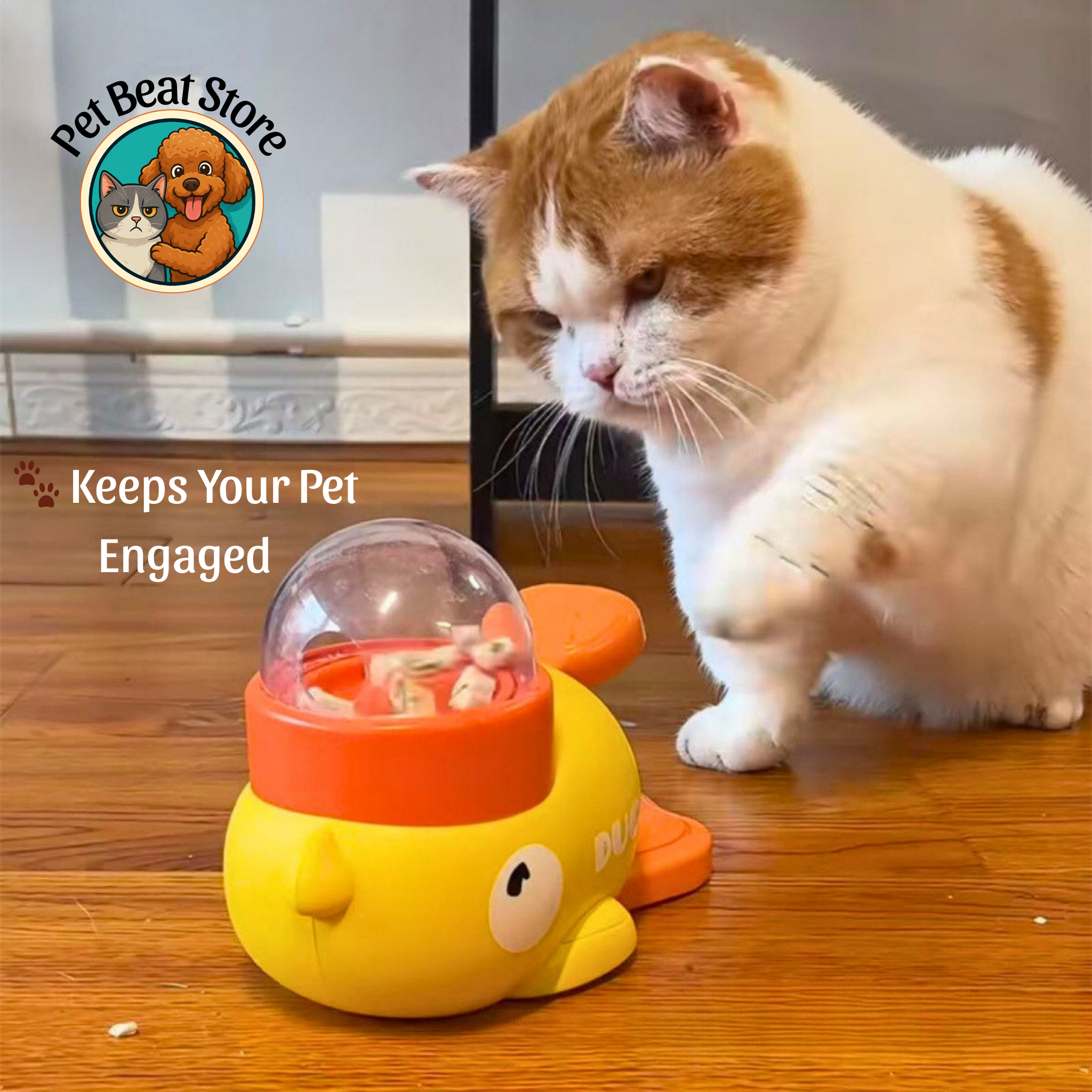Smart Food Dispenser for Dogs and Cats – Fun, Safe and Fun Duck Toy Perfect Gift for Pets | PetBeat Store
