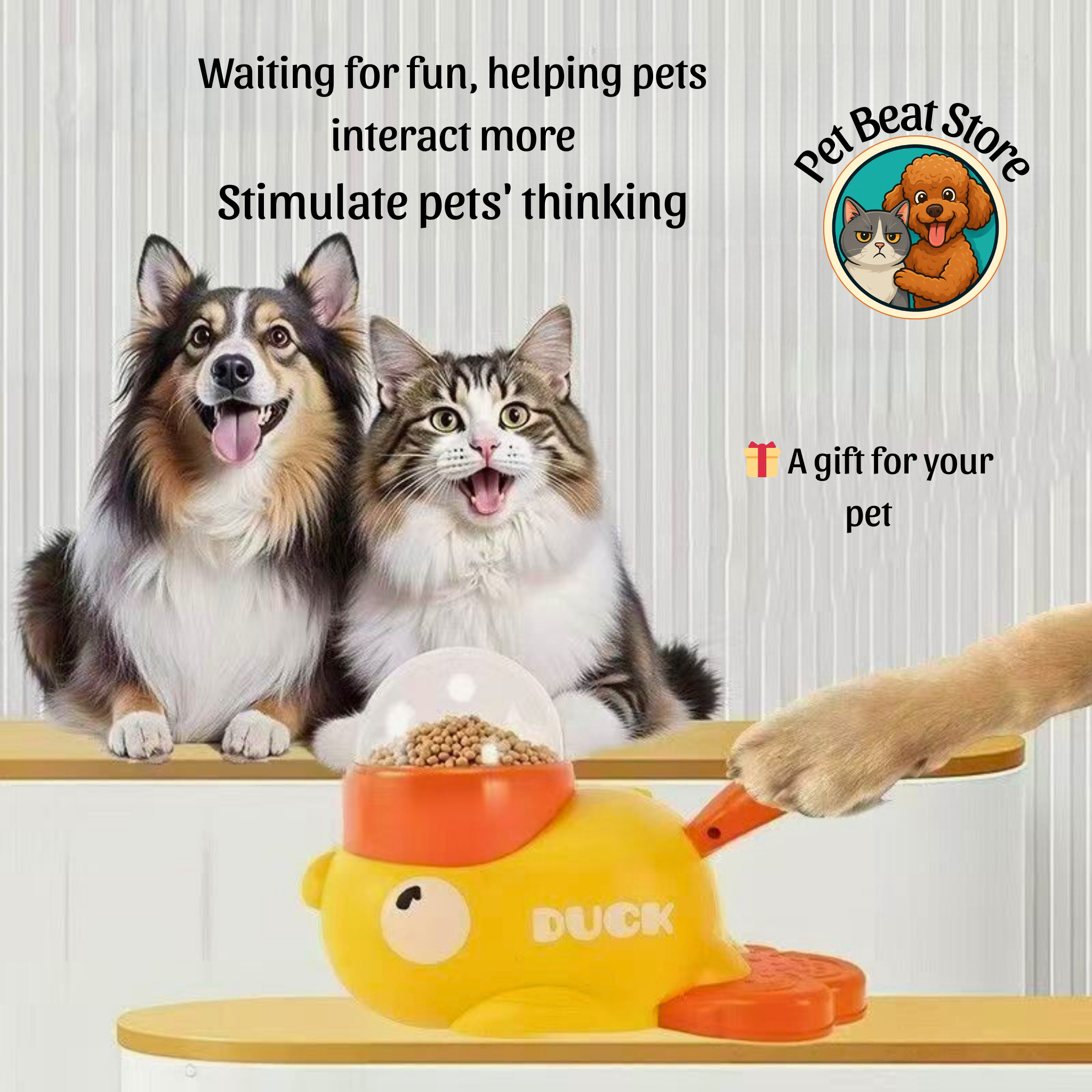 Smart Food Dispenser for Dogs and Cats – Fun, Safe and Fun Duck Toy Perfect Gift for Pets | PetBeat Store