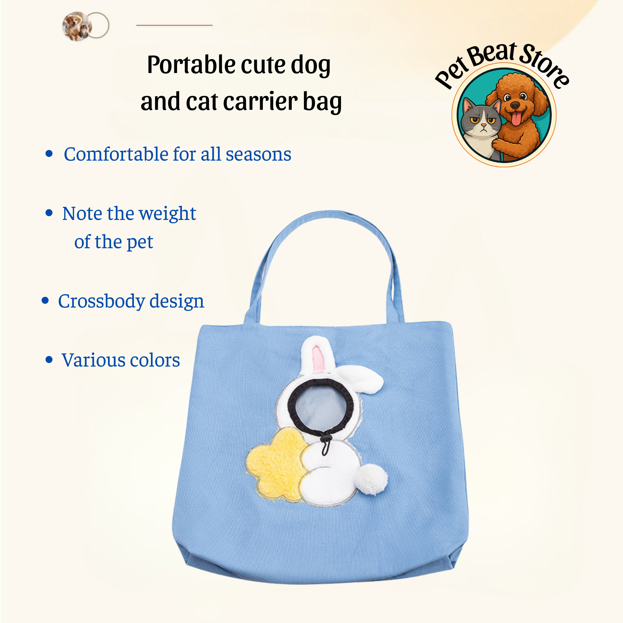 Pet Travel Bag for Dogs and Cats – Portable Pet CarrierSoft, Breathable, Safe & Stylish | PetBeat Store